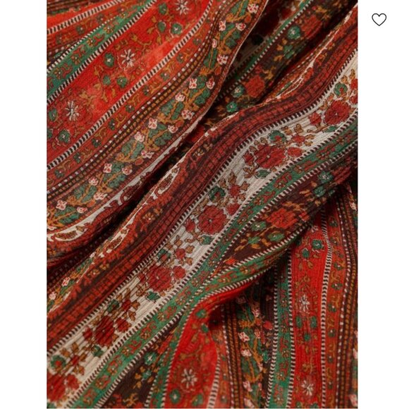 DÔEN Marlanna Silk Chiffon Boho Maxi Dress, Brown/Orange, Size XS, NWT - Picture 5 of 15